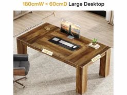 Discount Tribesigns Escritorio ejecutivo de 160 cm, gran escritorio de oficina para computadora, simple mesa de trabajo para escribir Marru00f3n