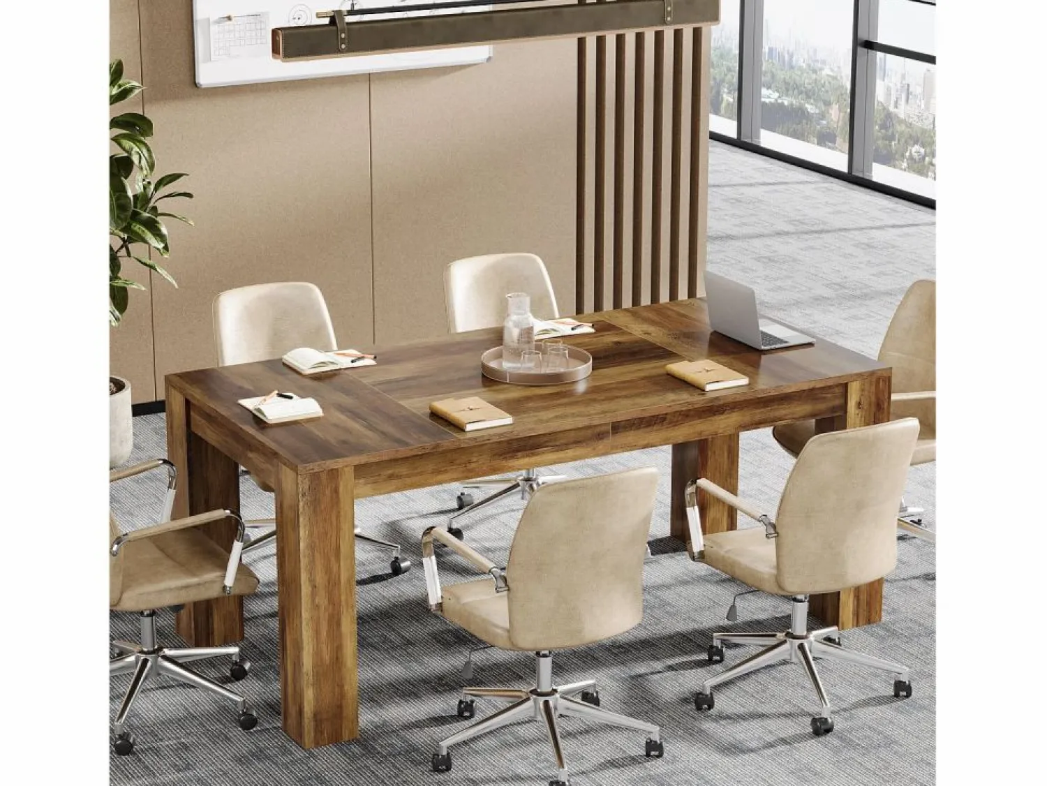 Discount Tribesigns Escritorio ejecutivo de 160 cm, gran escritorio de oficina para computadora, simple mesa de trabajo para escribir Marru00f3n