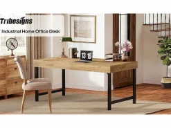 Best Escritorio ejecutivo industrial de 140 cm para oficina en casa, escritorio de computadora portátil rústico y sencillo Mesa De Ordenador