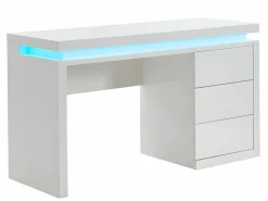 Vente-unique Escritorio EMERSON - 3 cajones - MDF lacado - LEDs Blanco