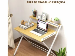 Online Homcom Escritorio Errol diseño plegable natural/ 82x86x66 cm Blanco