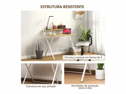 Online Homcom Escritorio Errol diseño plegable natural/ 82x86x66 cm Blanco