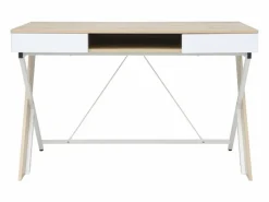 Best Escritorio escandinavo madera natural y metal blanco Kiva 120 cm Escritorio Tradicional