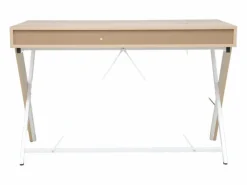 Best Escritorio escandinavo madera natural y metal blanco Kiva 120 cm Escritorio Tradicional