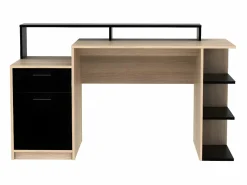 Online Vente-unique Escritorio espacios de almacenaje color roble y negro ZACHARIE III Negro / Color natural claro