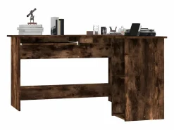 Discount Clicnbuy Escritorio esquina madera contrachapada roble humo 120x140x75cm Marru00f3n