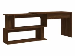 Outlet Clicnbuy Escritorio esquina madera contrachapada color roble 200x50x76cm Marru00f3n