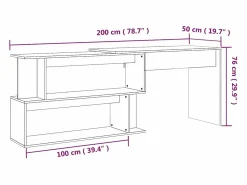 Outlet Clicnbuy Escritorio esquina madera contrachapada color roble 200x50x76cm Marru00f3n