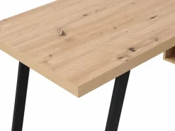 Outlet Escritorio esquinero con almacenamiento en MDF color natural y negro - NAYARO Escritorio Tradicional|Escritorio Rinconero