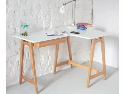Escritorio esquinero con cajón 115x85cm Luka | Patas de fresno | Lado derecho Escritorio Rinconero|Escritorio Tradicional