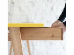 New Escritorio esquinero con cajón 115x85cm Luka Marrón | Patas de fresno | Lado derecho Beige