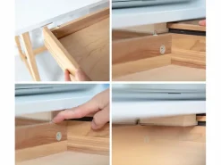 New Escritorio esquinero con cajón 115x85cm Luka Marrón | Patas de fresno | Lado derecho Beige