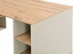 New Vente-unique Escritorio esquinero con almacenamiento en MDF beige y natural - ROMIARA Beige / Color natural claro