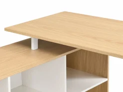 Discount Vente-unique Escritorio esquinero con almacenamiento en MDF blanco y natural - NIPILI Color natural claro / Blanco