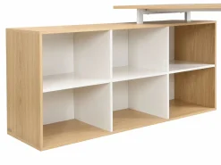 Discount Vente-unique Escritorio esquinero con almacenamiento en MDF blanco y natural - NIPILI Color natural claro / Blanco