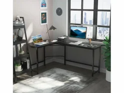Sale Escritorio esquinero de metal, regulable en altura, color , con estantes (168x120x75 cm) Mesa Gaming