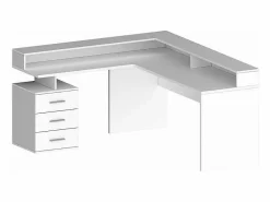 Web furniture Escritorio esquinero de oficina con 3 cajones estante New Selina A-S Plus - brillante