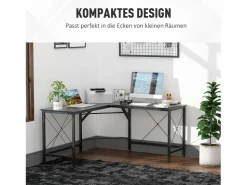 Online Escritorio esquinero en forma de L, con estante, de metal y MDF, color (150x150x76,5 cm) Mesa Gaming