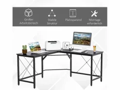 Online Escritorio esquinero en forma de L, con estante, de metal y MDF, color (150x150x76,5 cm) Mesa Gaming