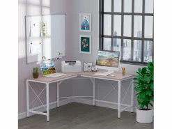 Outlet Escritorio esquinero en forma de L, MDF, color natural (150x150x76 cm) Marru00f3n