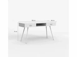 Escritorio estilo nórdico blanco escandinavo con 2 cajones 150x60cm Sidney