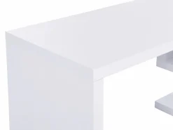 Hot Vente-unique Escritorio extensible con plataforma giratoria 360° en MDF lacado y dorado - NICEPHORE II Blanco