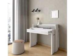 Sale Skraut Home Escritorio Extensible, 99x90x35cm, retractil, Oficina o Estudio, veteado Blanco