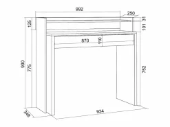 Sale Skraut Home Escritorio Extensible, 99x90x35cm, retractil, Oficina o Estudio, veteado Blanco