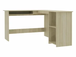 Clicnbuy Escritorio forma de L madera contrachapada roble 120x140x75 cm