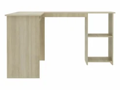 Clicnbuy Escritorio forma de L madera contrachapada roble 120x140x75 cm
