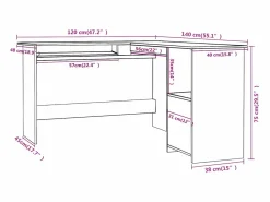 Clicnbuy Escritorio forma de L madera contrachapada roble 120x140x75 cm