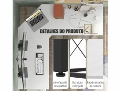 Homcom Escritorio Frambuesa diseño esquinero 76x150x150 cm