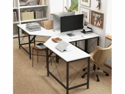 Homcom Escritorio Frambuesa diseño esquinero 76x150x150 cm