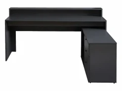 Vente-unique Escritorio gaming de esquina - Con LED - 3 cajones y 2 estantes - MDF - Gris - NEHA