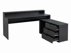 Vente-unique Escritorio gaming de esquina - Con LED - 3 cajones y 2 estantes - MDF - Gris - NEHA