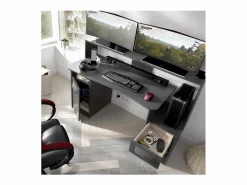 Clearance Escritorio gaming Fosk acabado grafito 84/97 cm(alto)153,5 cm(ancho)62/69 cm(fondo) Mesa Gaming