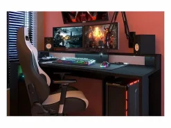 Best Escritorio Gaming LED con Amplia Zona de Juego - L 152 x A 61,5 x H 86,7 cm Negro