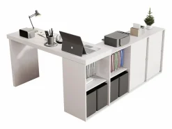 ModernLuxe Escritorio giratorio 360° - con 4 cajones - 4 separadores - en MDF -