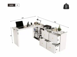 ModernLuxe Escritorio giratorio 360° - con 4 cajones - 4 separadores - en MDF -