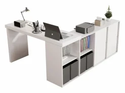 Best Escritorio giratorio de 360° - 140 x 120 x 78 cm - En forma de L o vertical - con 4 cajones - MDF - Escritorio Rinconero