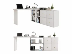 Best Escritorio giratorio de 360° - 140 x 120 x 78 cm - En forma de L o vertical - con 4 cajones - MDF - Escritorio Rinconero