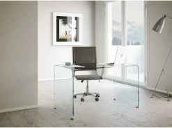 Online ITAMOBY Escritorio Glassy de cristal curvado 100x60x75 cm Transparente