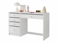 Merax Escritorio infantil sencillo - 120 x 45 x 74 cm - con 5 cajones - MDF - Blanco