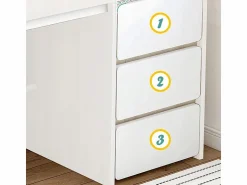 Hot Escritorio informático escandinavo de 100 cm con grandes estantes integrados, diseño moderno y ergonómico Blanco