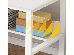 Hot Escritorio informático escandinavo de 100 cm con grandes estantes integrados, diseño moderno y ergonómico Blanco