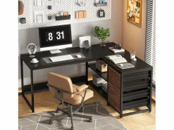 Escritorio informático en forma de L con cajones de almacenamiento, escritorio de oficina en forma de L reversible Mesa De Ordenador