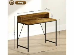 Homcom Escritorio Karlen estación de carga + estante elevado marrón 90,5x100x50 cm