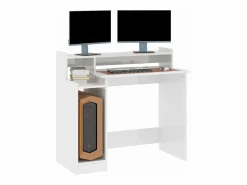 New Clicnbuy Escritorio LED madera contrachapada brillo 97x45x90 cm Blanco
