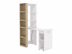 Vente-unique Escritorio librería modular TUPELIO con 10 huecos, color natural y blanco -