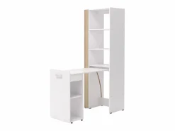 Vente-unique Escritorio librería modular TUPELIO con 10 huecos, color natural y blanco -